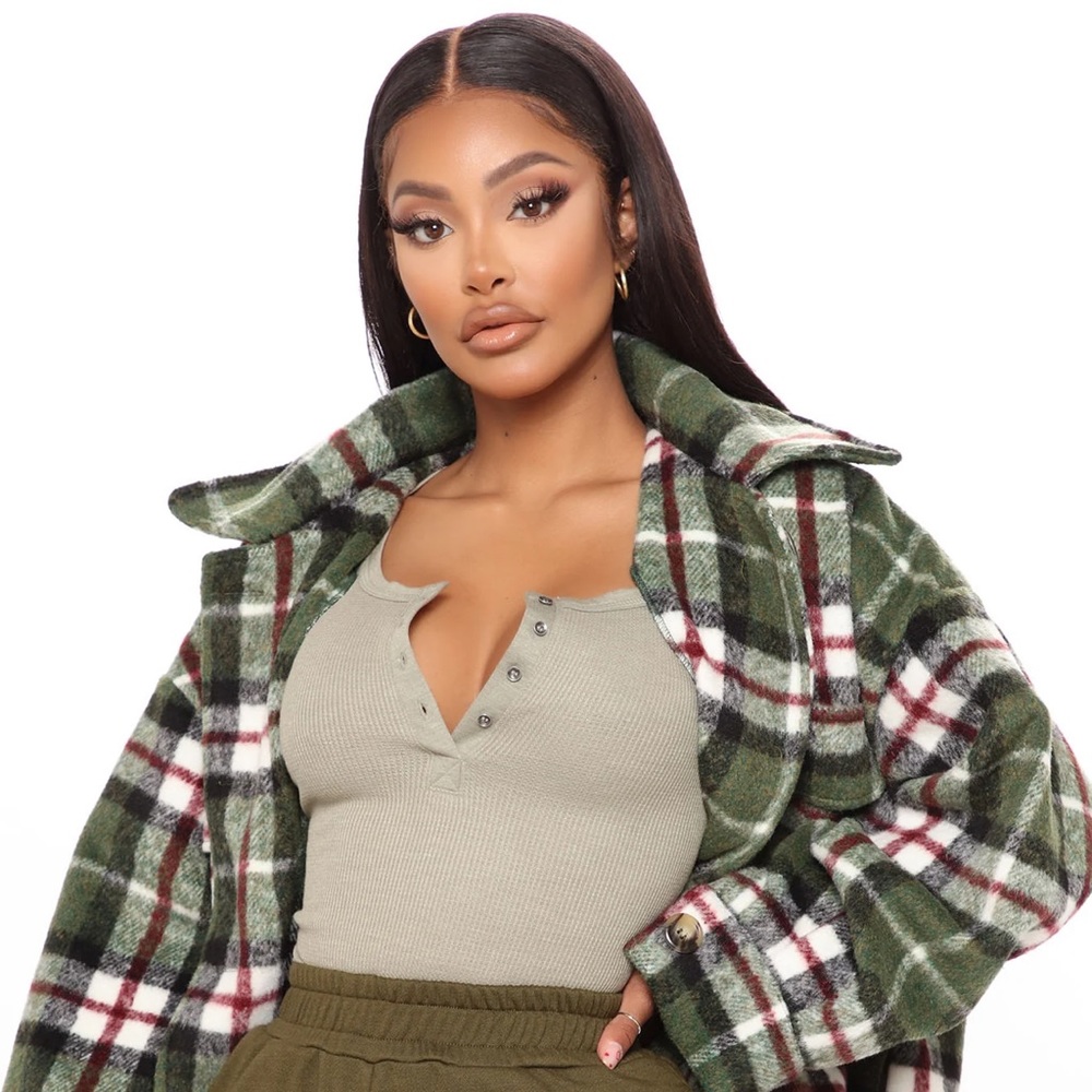 Plaid Jacket -olive combo brand new